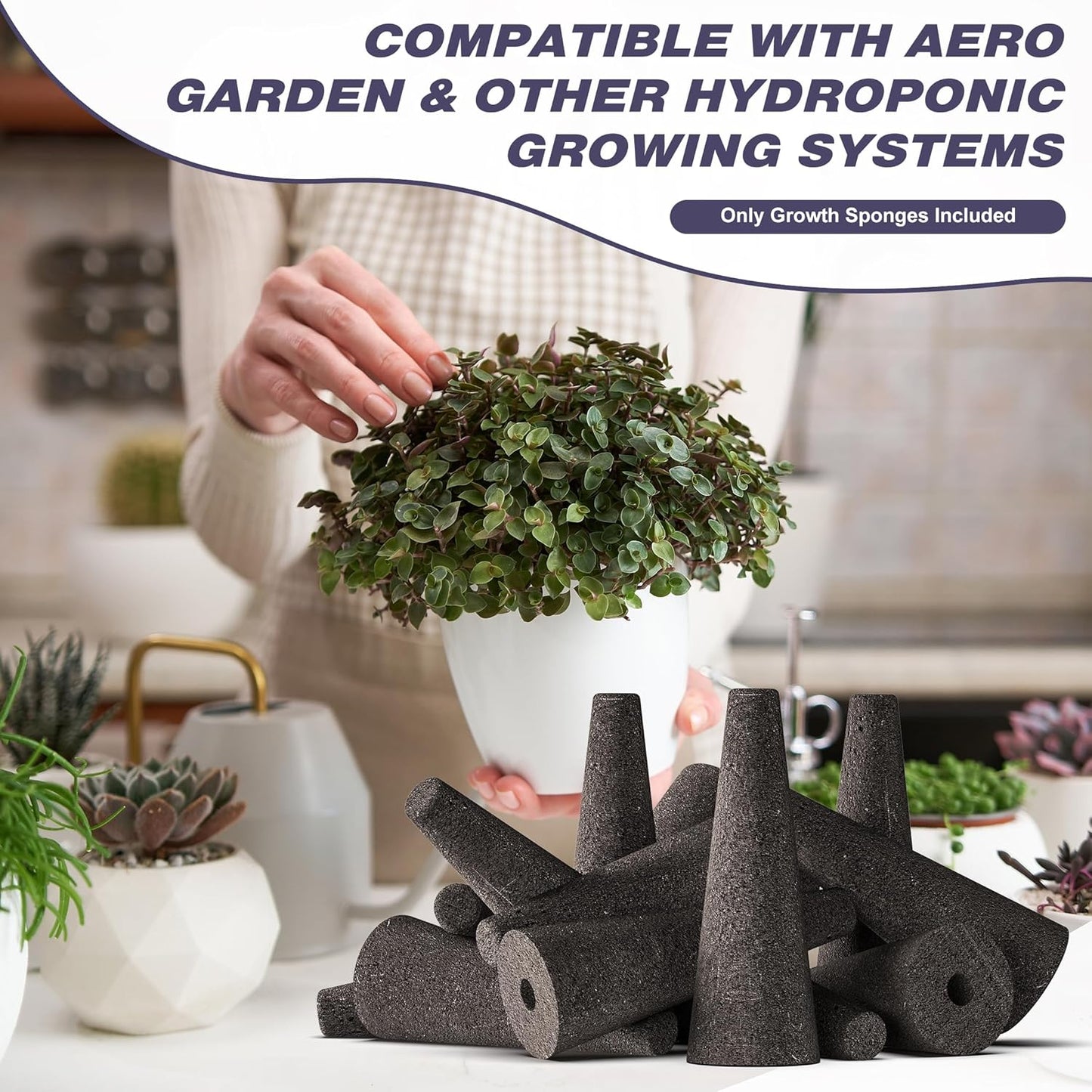 100 Pack Hydroponics Grow Sponges - Replacement Root Growth Sponge Seed Pods for Hydroponic Garden Indoor Growing System, Seed Starter Sponges Pod Kit with 100 Labels and 1 Tweezers