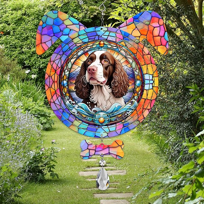 American Water Spaniel Dog Ears Wind Spinner, American Water Spaniel Wind Spinner Hanging for Yard and Garden