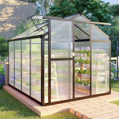 CQZY 6x8 FT Greenhouse for Outdoors,Walk-in Greenhouse for Outdoors,Dark Gray