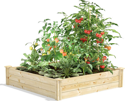 Greenes Fence Original Pine Raised Garden Bed, 4' x 4' x 10.5" - Made in USA with American Pine