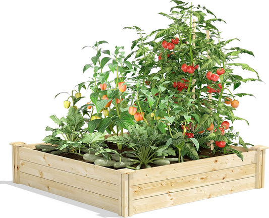Greenes Fence Original Pine Raised Garden Bed, 4' x 4' x 10.5" - Made in USA with American Pine