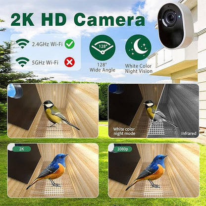 Smart Bird House with Camera, 2K HD Live View Birdhouse Camera with AI Recognition & Solar Powered, Perfect Viewing Bird Nesting and Hatching, Gift for Bird Lovers