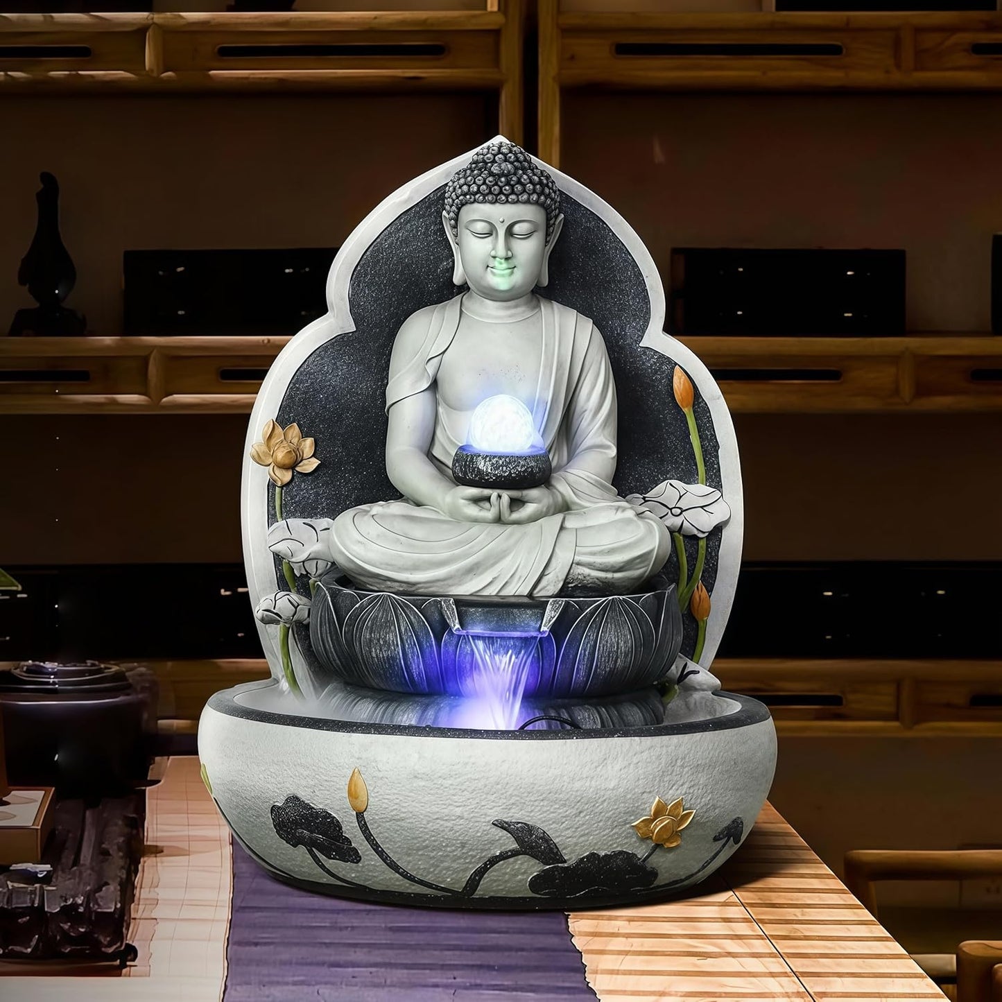 Outdoor Water Fountain Outside, Garden Fountain, Buddha Statue Outdoor/Indoor for Home, Buddha Decor & Gifts, Buddah, Buda, Budda, Buddhas, Chinese Decor & Gifts, Feng Shui (A)