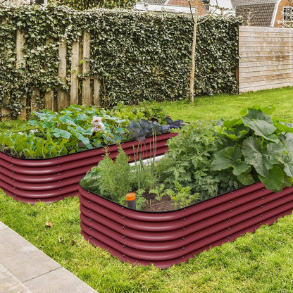 Olle Galvanized Raised Garden Beds Outdoor 17" Tall 12 in 1 Planter Raised Beds for Growing Herbs Vegetables Flowers Raised Garden Beds, Barn Red