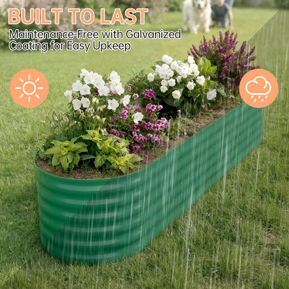 8x2x1.5 ft Galvanized Raised Garden Bed Outdoor, 18 in Tall Metal Planter Box for Flowers Herbs Vegetables, Rust-Resistant Raised Garden Beds for Gardening, Easy Assembly Outdoor Garden Box & Planters