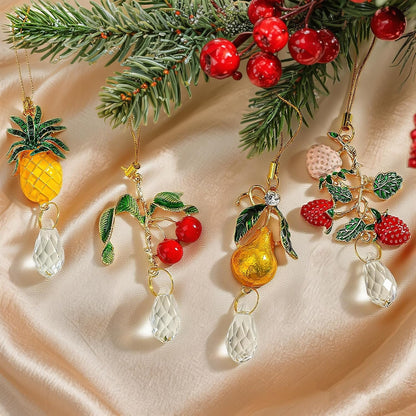 H&D HYALINE & DORA 4 Pcs Fruit Crystal Sun Catcher Rhinestone Cute Fruit Suncatcher with Crystals Prisms for Christmas Garden Home Decor