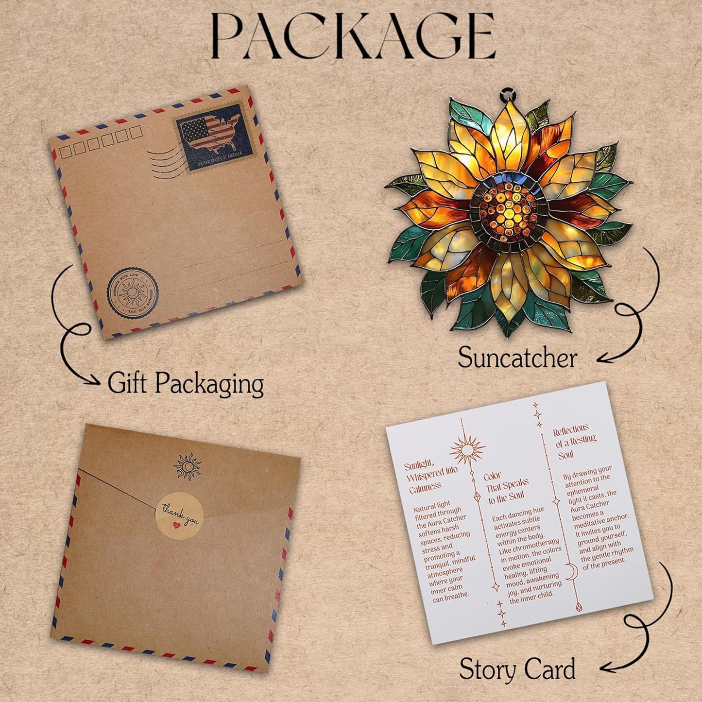 Golden Sunflower Acrylic Suncatcher Stained Glass Effect Window Car Hanging Christmas Ornament Indoor Outdoor Decor Garden Sun Catcher Panel for Sunflower Lover for Women Mom Grandma