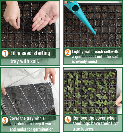 Mr. Pen- Seed Starter Tray Kit, 5 Pack, Black, Total 350-Cells, Seed Starter Kit with Humidity Domes