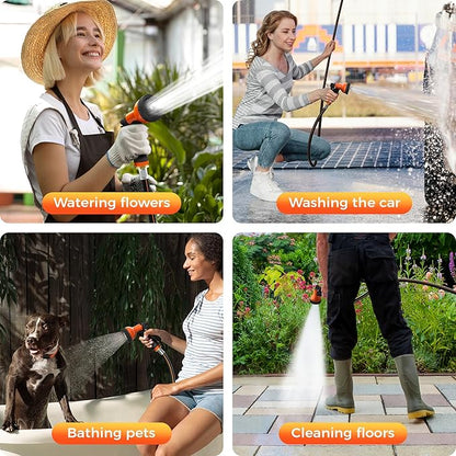 Retractable Garden Hose Reel 1/2 in x 50 ft, Auto-Rewind & Any Length Lock, 180° Swivel Heavy Duty Hose Reel Wall Mount for Outside, 10 Spray Patterns, UV-Resistant