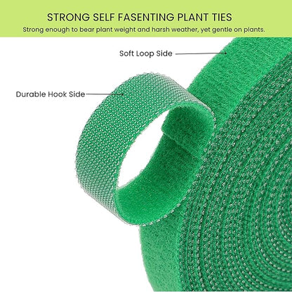 Reusable Plant Ties Hook and Loop Soft Garden Tape Roll Gentle Plant Supporting Ties Double Sided Self Gripping Adjustable Garden Staking Straps for Climbing Plants and Vines (1/2 Inch x 82 ft, Green)