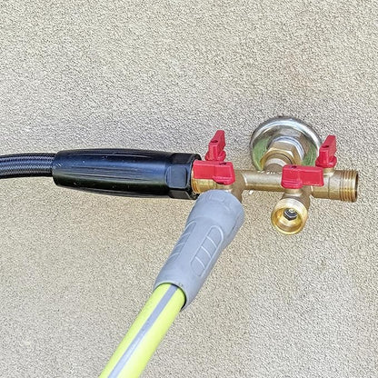 HQMPC Hose Splitter – Heavy-Duty Brass Garden Faucet Connector Garden Hose Splitter 4 Way 3/4" GHT Thread Red Handle