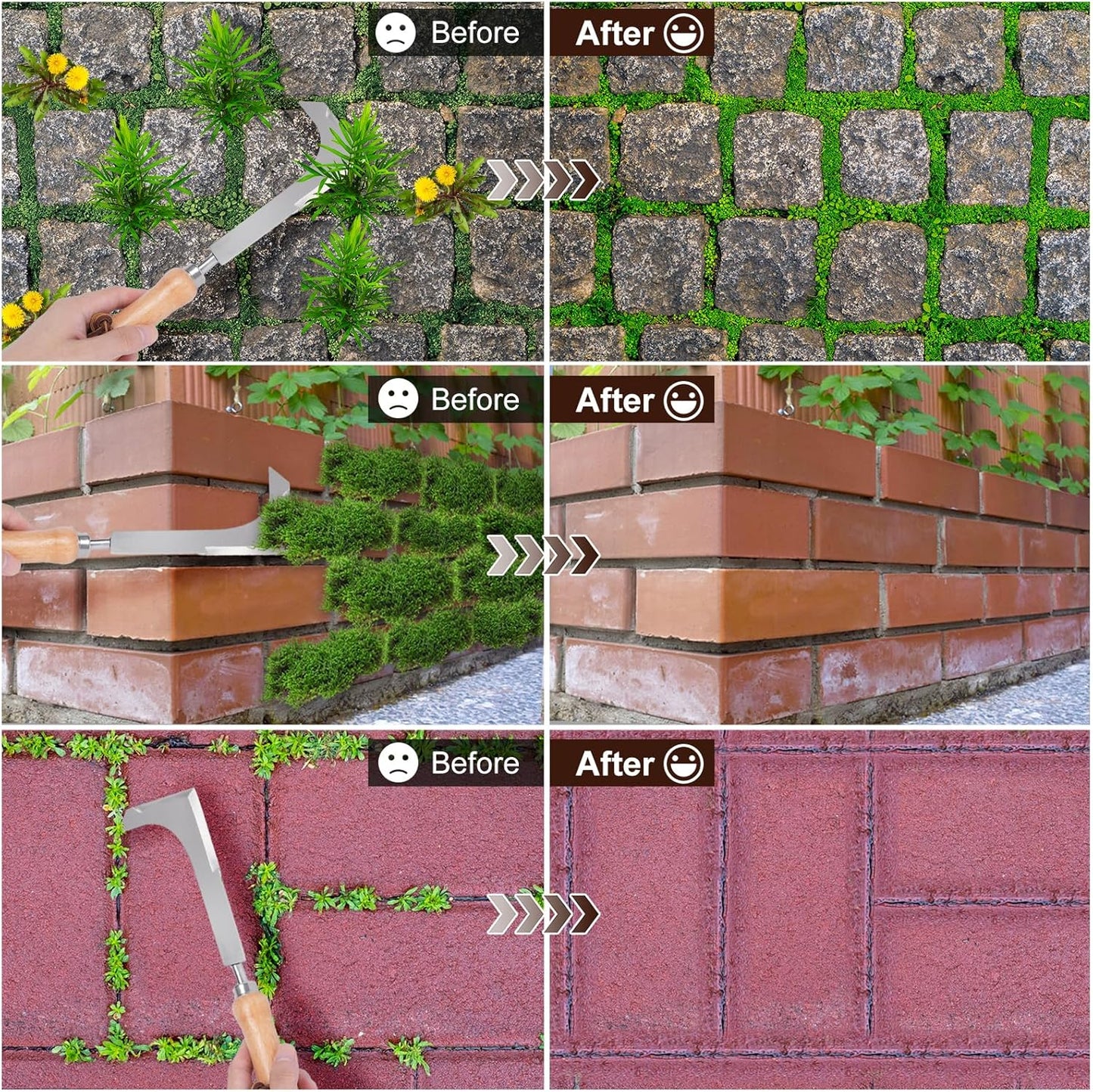 Effective Sidewalk Crack Weeder Tool -Manual Crack Weeder Weed Remover Tool for Garden Yard - L-Type Stainless Steel Weed Crevice Tool