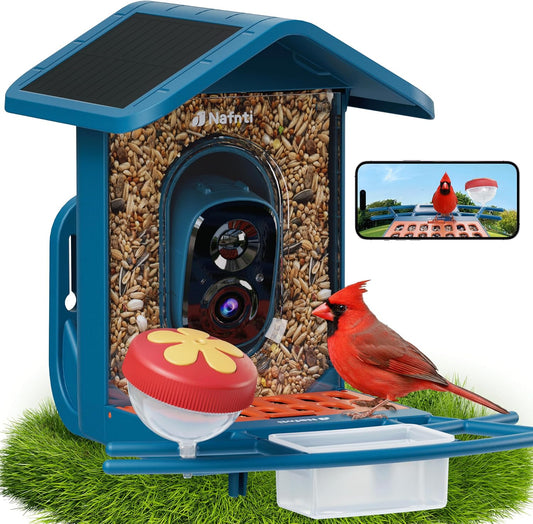 Smart Bird Feeder with Camera, AI Identify Birds, 2.4GHz/5GHz, Solar Powered, Squirrel Proof, Instant Notifications, 2K Live View Camera Bird Feeder for Outdoor