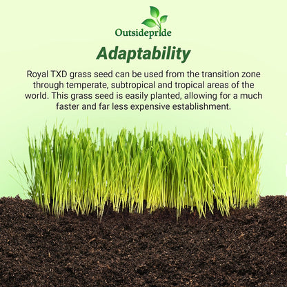 Outsidepride Royal TXD Bermuda Grass Seed Blend - 25 lbs. Warm Season, Fast Growing Turf Grass Seeds: Heat & Drought Tolerant, Ideal for Home Lawns & Sports Fields, Dense & Lush Green Coverage