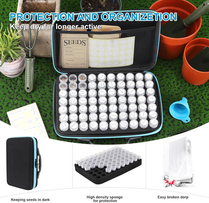70 Slots Seed Storage Organizer, Garden Seeds Saver kit Seed Organizer with 20 Seed Envelopes, Write Label, Funnel, Tweezer for Flower Plants Vegetable Seed Saving (Seeds not Included)