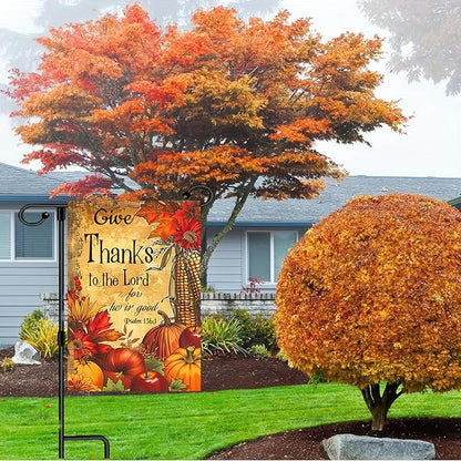 Fall Pumpkin Thanksgiving Welcome Flag 12x18 Double Sided Autumn Outdoor Garden Yard Decoration Banner Harvest Home Decor Large Outdoor Fall Flags Garden Flags for Outside Autumn Flags