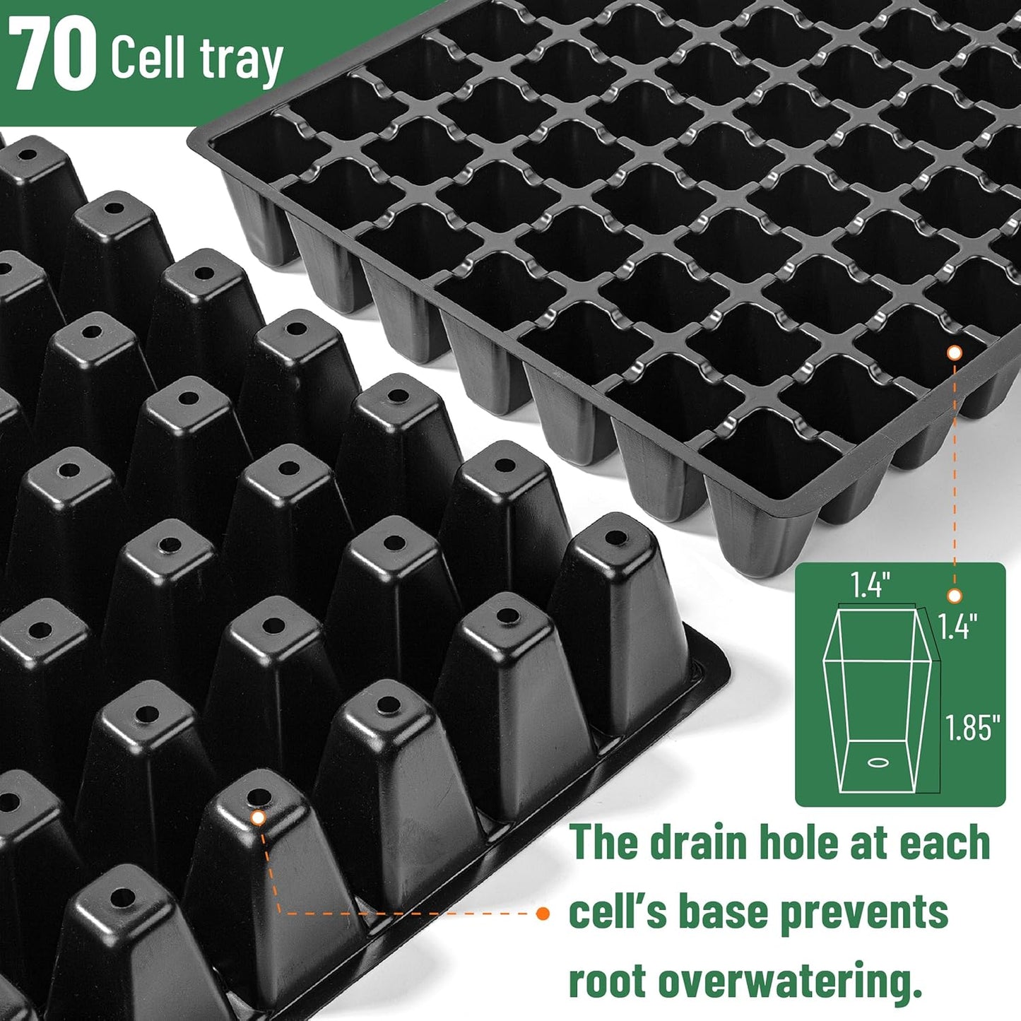 Mr. Pen- Seed Starter Tray Kit, 5 Pack, Black, Total 350-Cells, Seed Starter Kit with Humidity Domes