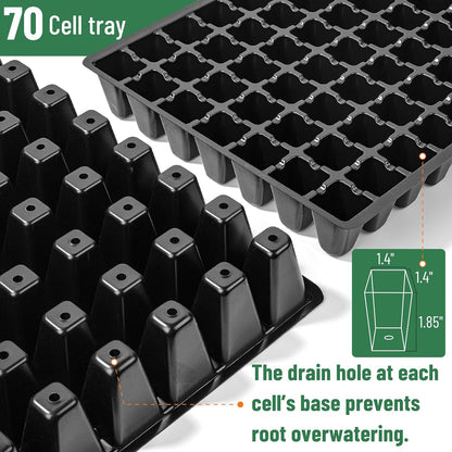 Mr. Pen- Seed Starter Tray Kit, 5 Pack, Black, Total 350-Cells, Seed Starter Kit with Humidity Domes