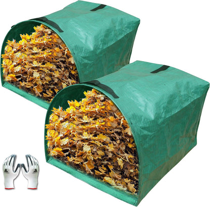 Gardzen 2-Pack 53 Gallon Dustpan-Type Yard Waste Bags, Reusable Heavy Duty Collapsible Garden Leaf Bags, Leaf Collector for Leaves, Lawn Debris & Grass Clippings