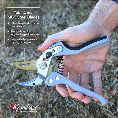 KM1-M FORCE ANVIL SHEAR- ANVIL PRUNER, Pruning Shears. Garden Pruners, Plant Pruners, Pruning Shears, Tefloned Blade Hand Pruner, Universal Garden Clippers great for garden and home.