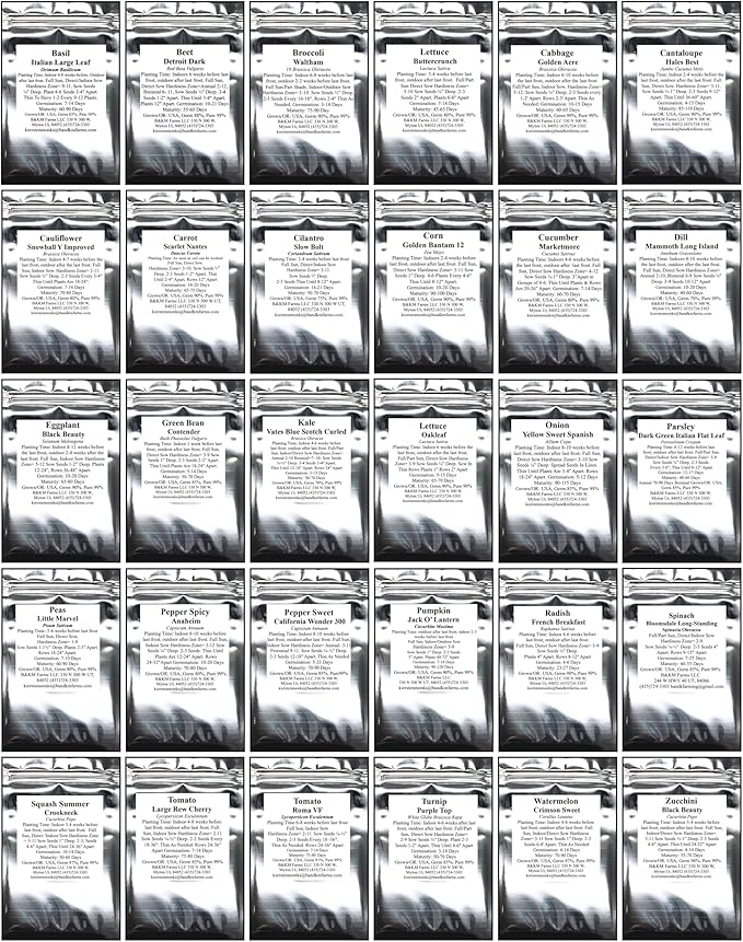 Beginner Survival Seed Vault: 20,000+ Heirloom & Non-GMO Seeds (30 Easy to Grow Varieties) by B&KM Farms