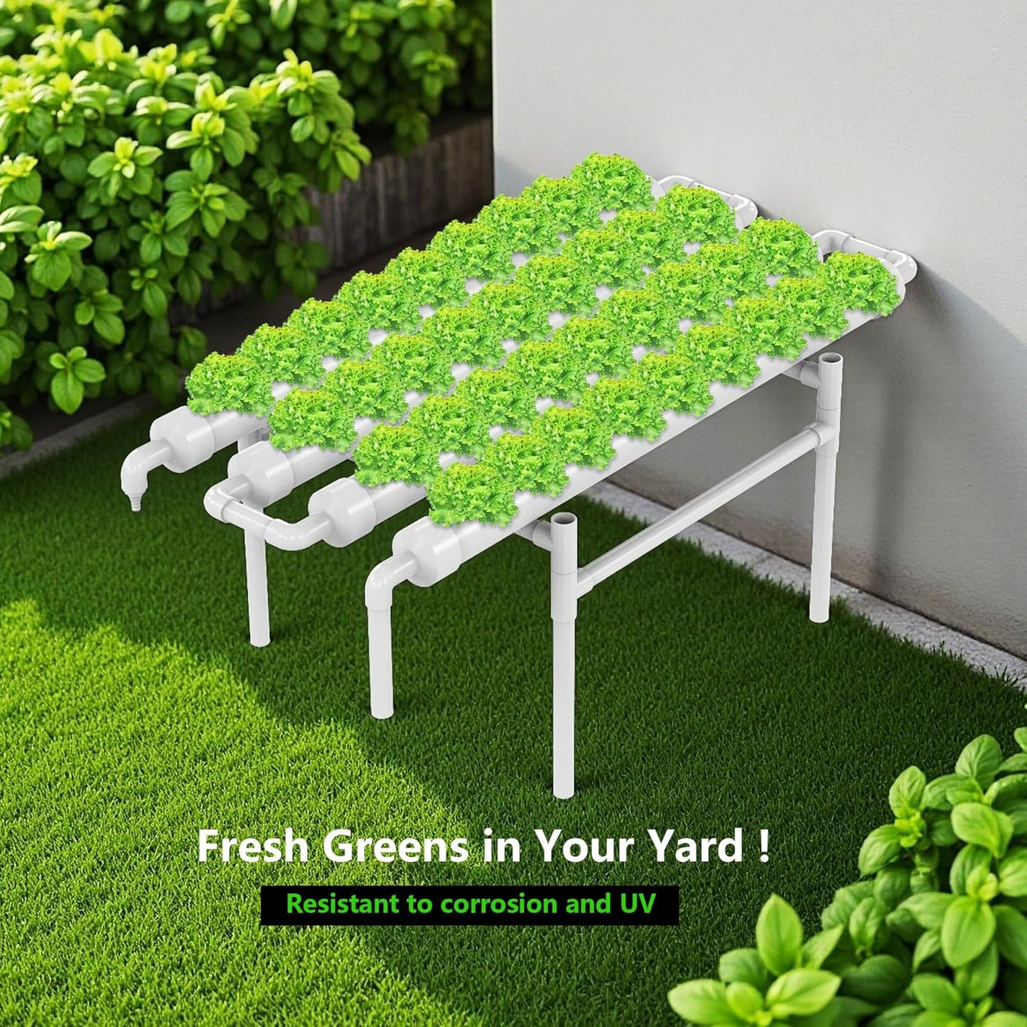NFT Hydroponic Growing System Kit - 36 Plant Sites | Food-Grade PVC-U Pipes | Indoor/Outdoor Gardening with Auto Water Pump & Timer | Ideal for Leafy Greens, Lettuce & Herbs
