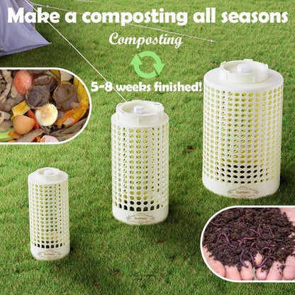 Underground Worm Farm, Garden Mini vermicomposting bin for use in Outdoor Gardening from Kitchen Food Waste, with Holes and lid11.81IN+10.23IN+8.38IN（3PC）