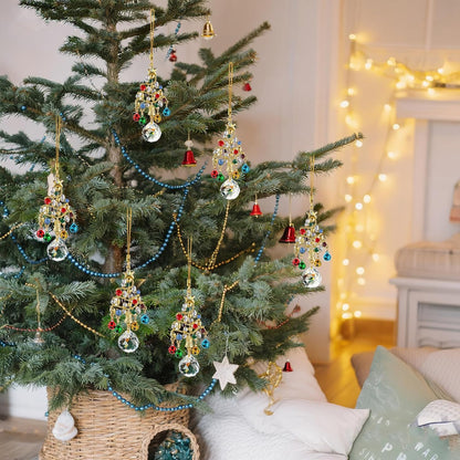 H&D HYALINE & DORA Set of 6 Christmas Tree Suncatchers Set Rhinestone Tree Shape with Hanging Crystal for Xmas Birthday New Year