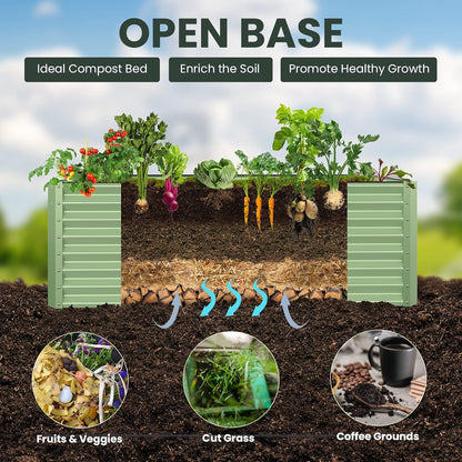 Galvanized Raised Garden Bed Box 24" Tall Beds for Gardening Planter Outdoor Garden Boxes Raised Metal Beds for Vegetables 72"X36"X24", Sage Green