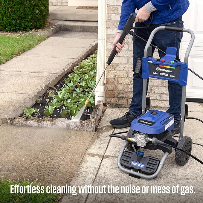 Westinghouse WPX2300e Electric Pressure Washer, 2300 Max PSI and 1.76 Max GPM, Induction Motor, Onboard Soap Tank, Spray Gun and Wand, 5 Nozzle Set, for Cars/Fences/Driveways/Homes/Patios/Furniture