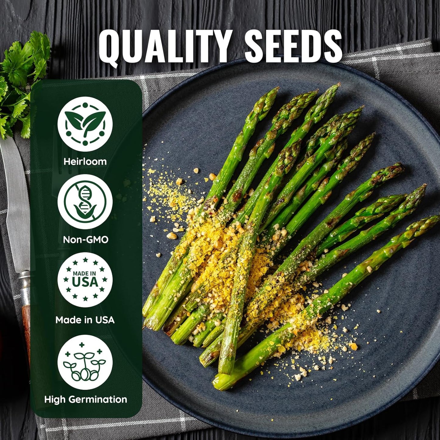 Mary Washington Asparagus Seeds - 900 Seeds, Non-GMO Heirloom Organic Seeds with Planting Instructions for Outdoor Home Gardens