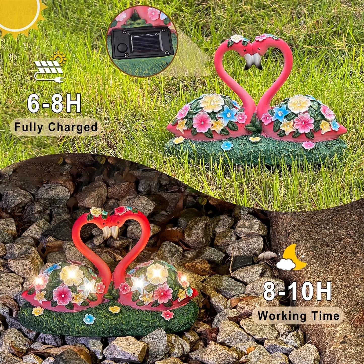 Solar Flamingo Garden Decor Statue, Outdoor Funny Solar Light Decoration for Yard, Patio, Lawn, Unique Housewarming, Birthday Gift for Women, Mom, Grandma