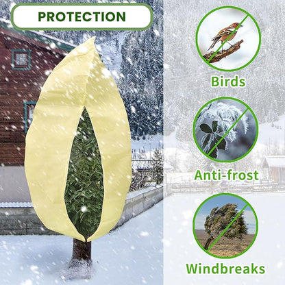 78x41inches Plant Covers Freeze Protection,4 Packs Thickened 2.82oz/yd²Frost Cloth for Outdoor Plants,Winter Tree Covers with Zipper&Drawstring,Plant Blanket for Winter Plant Covers Freeze Protection