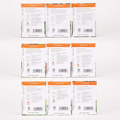 Seed Starter Kit – Salad Greens | Non-GMO | Heirloom Seed Packets | Natural Wood Row Markers | Over 100 Square Feet of Salad Greens