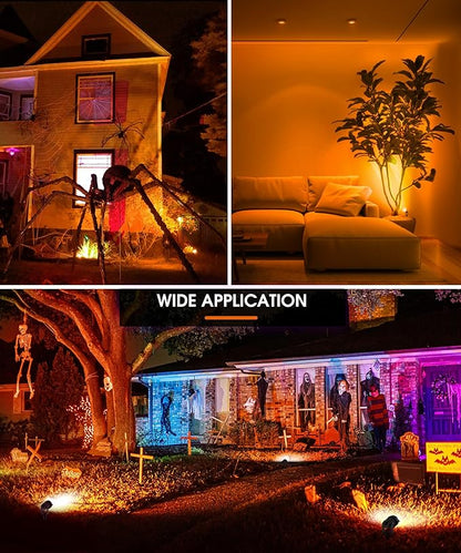 LOHAS Landscape Orange Halloween Spot Lights Outdoor, 10W Dusk to Dawn Sensor LED Spotlights for Yard, IP66 Waterproof Pathway Outside Lights, 9.84-ft Cord, Orange Lawn Decor Lamp, UL Listed,2 Pack