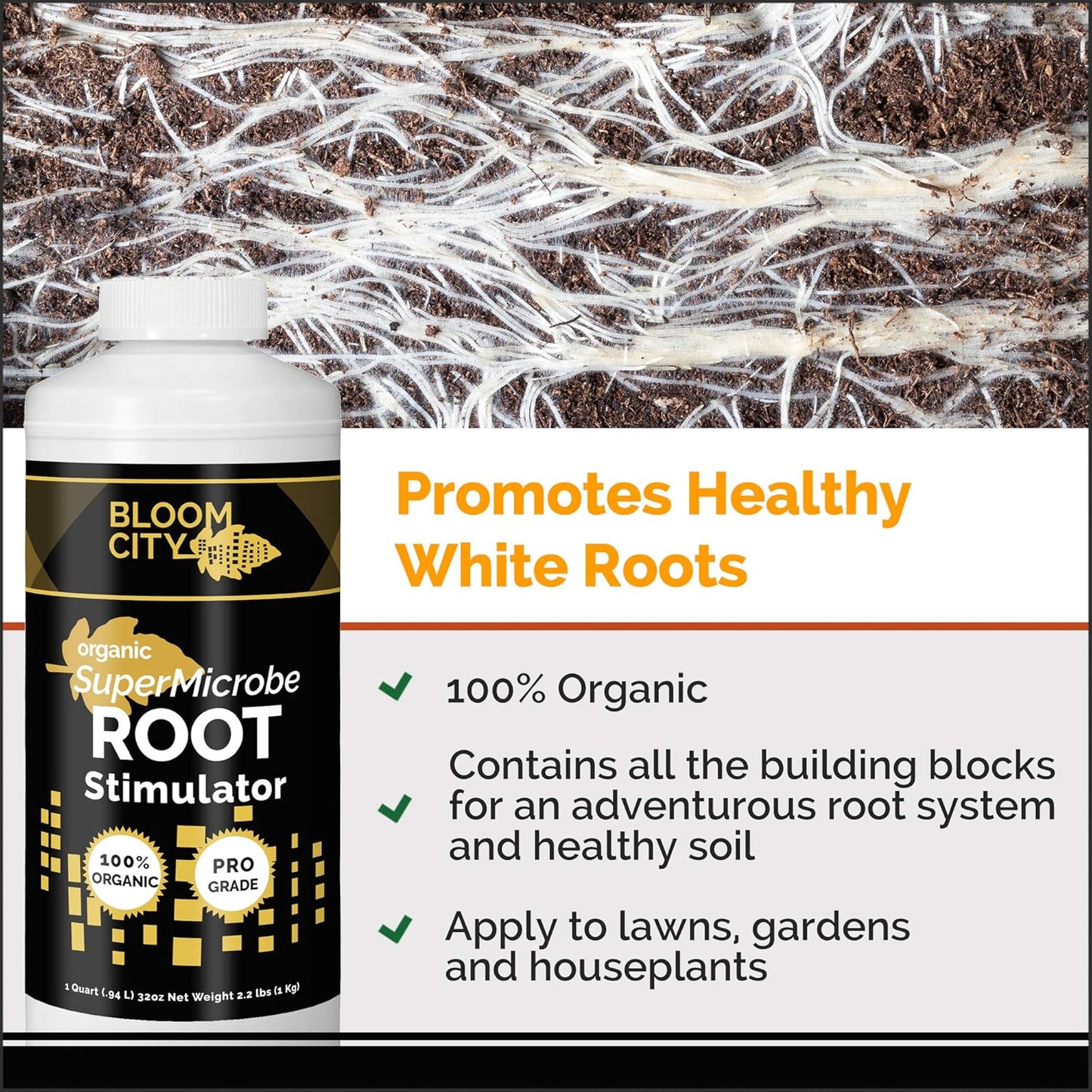 Organic Root Stimulant, Salmon and Kelp Formula, Rich with Microbes and Mycorrhizae by Bloom City, 1/2 Pint (8 oz)