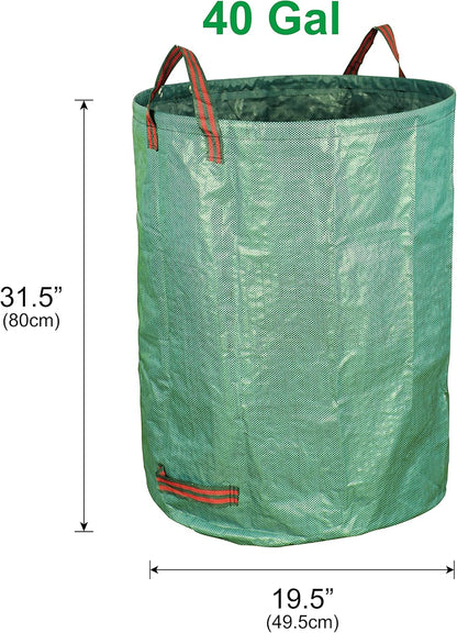 Gardzen 3-Pack 40 Gallon Yard Waste Bags - Reuseable Heavy Duty Gardening Bags, Lawn Pool Garden Leaf Waste Bag