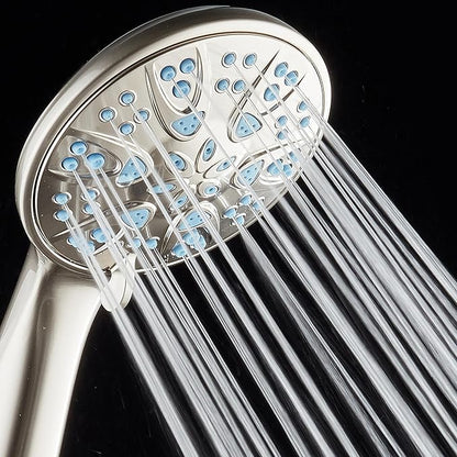 AquaDance Anti-Clog High-Pressure 6-Setting Hand with with Microban Nozzle Protection from Growth of Mold & Mildew for Stronger Shower! Aqua Blue Jets – 1.8 GPM