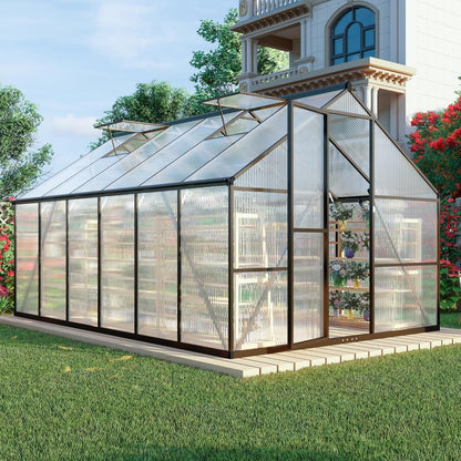 8x12 FT Greenhouse for Outdoors, Dark Gray