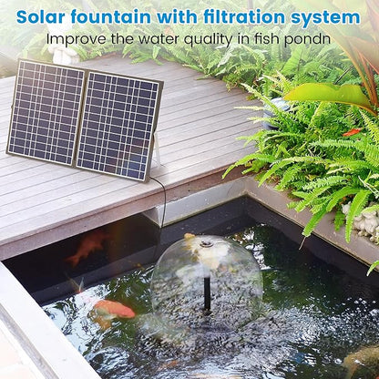 NFESOLAR Solar Pond Filter Pump Kit for Outdoor Pond, 30W Solar Water Fountain with 200 GPH Submersible Pump, 4 Sprayers, 16.4ft Cable, 6.6ft Tubing for Koi Pond, Fish Tank and Garden Water Features