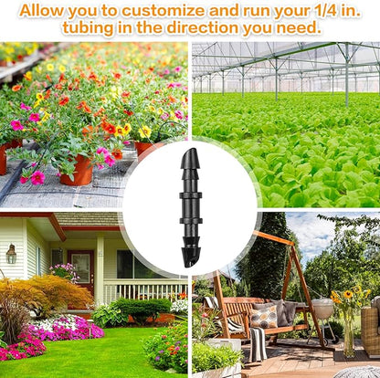 Drip Irrigation Coupling Fittings：120 Pieces Barbed Coupler Irrigation Parts with Sharp End Fits for 1/4 Inch Irrigation Tubing Drip Line Connectors for Garden Lawn Irrigation System