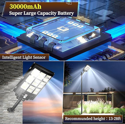 Ofuray Of-3600W Solar Street Lights Outdoor,218000LM Solar Security Flood Lights Parking Lot Lights Commercial Dusk to Dawn, 6500k Waterproof Led with Remote Control Motion for Street,Court,Barn
