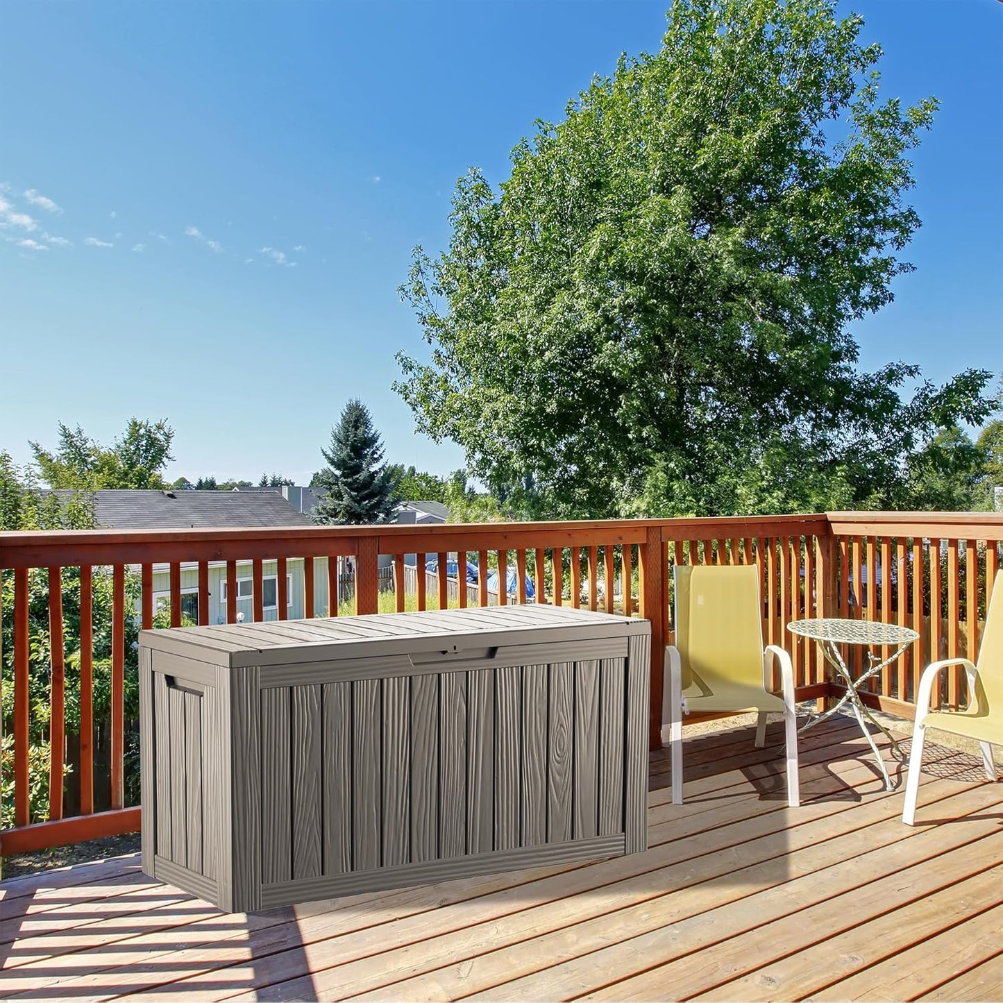 TARKARI 80 Gallon Lockable Resin Deck Box, Waterproof & UV-Resistant Outdoor Storage Box for Outdoor Cushion Storage, Garden Tools & Pool Accessories Storage, Gray