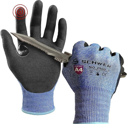 Schwer A4 AIR-SKIN Cut Resistant Work Gloves AR3900 with Extreme Lightweight & Thin, Grip Gloves for Fishing, Refined Work, Mechanic, Gardening, Touch-Screen, Non-PFAS, 3D-Comfort Fit, 1 Pair, XL