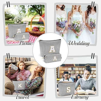 YOOLIFE Christmas Gifts For Teenage Girls Stocking Stuffers For Teen Girls Initial Makeup Bag | Cosmetic Travel Toiletry Bag | 9 10 11 12 13 14 15 Years Old | Teen Girl Gifts Trendy Stuff Black A