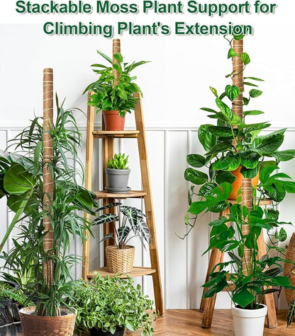 EAONE Moss Pole 168 Inch, 8 Pack 21" Monstera Plant Support for Climbing Potted Live Plants Indoor, Stackable Coco Coir Moss Sticks Monstera Stakes for Pothos Philodendron, with Garden Labels & Ties