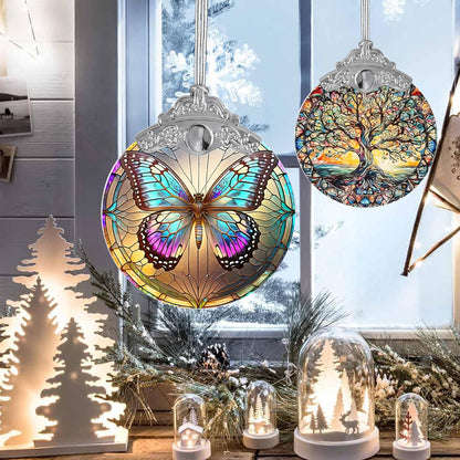 Stained Glass Suncatcher Butterfly Ornament for Christmas, Holidays, Tree Decor, Home Decoration and Gifts