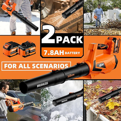 17000 RPM Cordless Leaf Blower with DECERK 7.8AH Battery - 530CFM Powerful Brushless Motor for Lawn Care, 5-Speed Turbo Electric Blower for Dust, Wet-Leaves, Car, Gutters, Lightweight Garden Tool