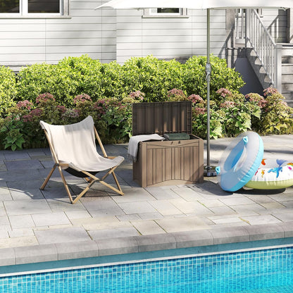 TARKARI 50 Gallon Lockable Resin Deck Box, Waterproof & UV-Resistant Outdoor Storage Box for Outdoor Cushion Storage, Garden Tools & Pool Accessories Storage, Gray