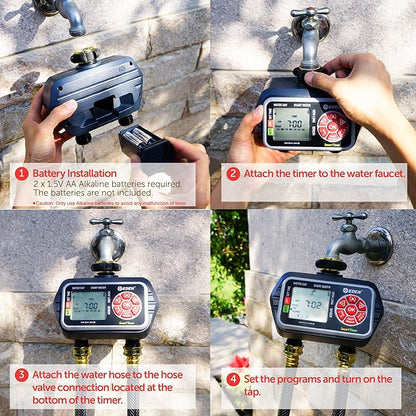 Eden 93412 Programmable Digital Water Timer 2-Zone, Compatible with Wireless Soil Moisture Sensor